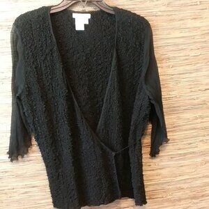 Diffusion D Black Silk Wrap Blouse Size L – Pre-Owned, Excellent Condition